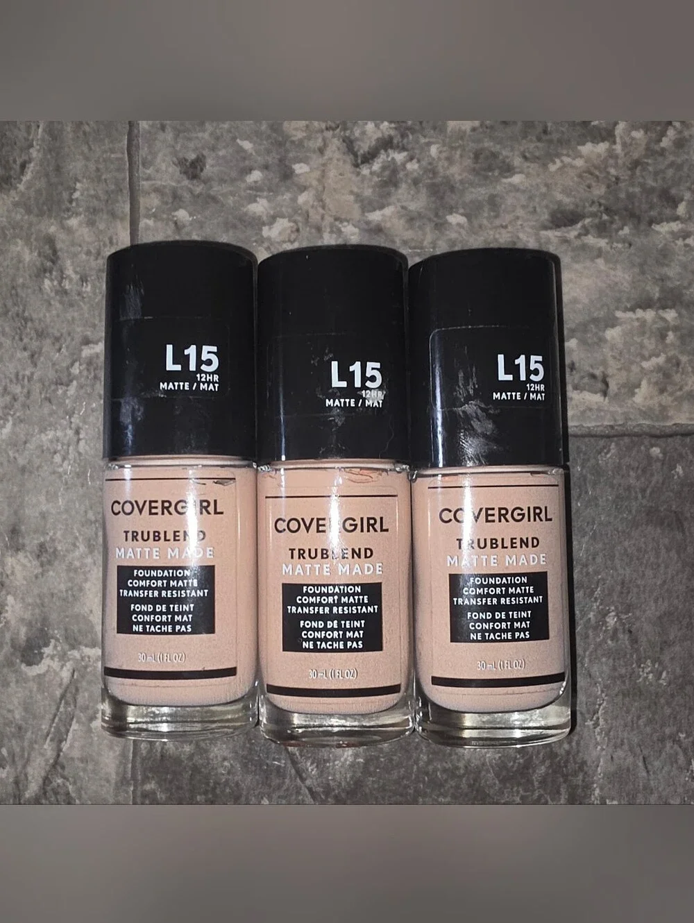 COVERGIRL TruBlend Matte Made Foundation L15 Porcelain (3 Pack) BNIB